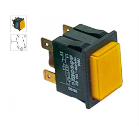 PUSH BUTTON 30X22MM 2 TERMINALS YELLOW LIGHT 250V 16A - TIQ8738
