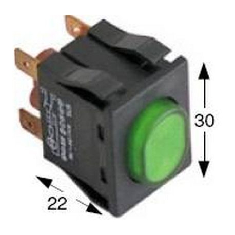 INTERUPTOR WITH PUSH BUTTON GREEN 30X22MM 2NO LIGHT FITTING - TIQ8057
