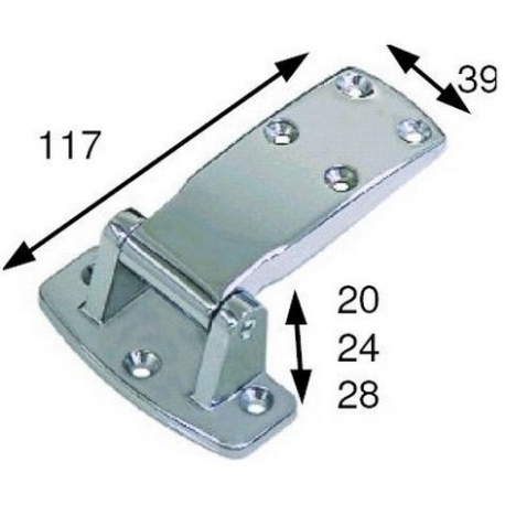 BISAGRA 117X39X24MM ZAMAC CROMADO - TIQ4902