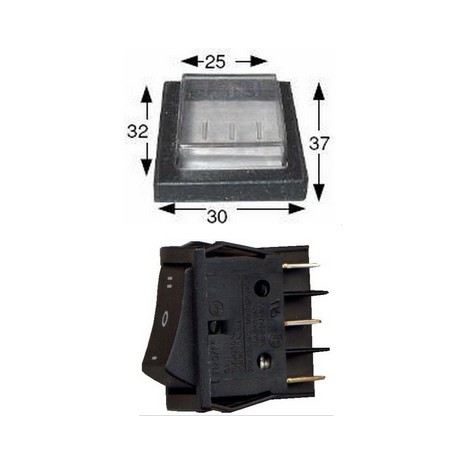 INTERRUPTOR 3 POSICIONES CON PROTECCION 16A 250V 30X22 BLANCO - TIQ8888