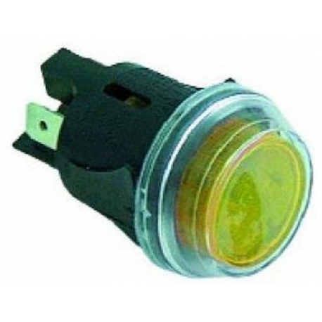 YELLOW ROUND PUSH LUMIN 16A 250V Ã˜25MM - RQ46
