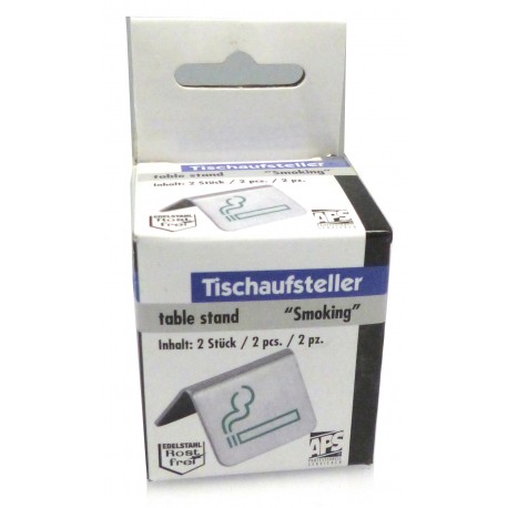 TISCHAUFSTELLER SMOKING EDELSTAHL 5.5X5CM H: 3.5 CM PACKUNG MIT - RRI161