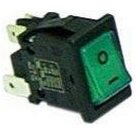 INTERRUPTEUR A BASCULE 2POLI VERT 10A 250V 19X13MM 125Â° - TIQ8748
