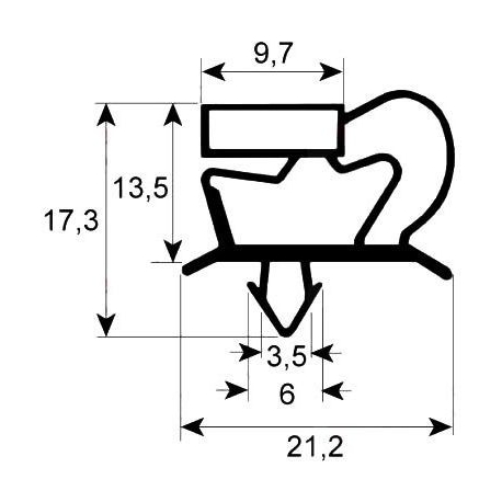 GASKET MAGNETIC FOR DOOR CABINET L:1558MM L:648MM GRAY - SEQ090