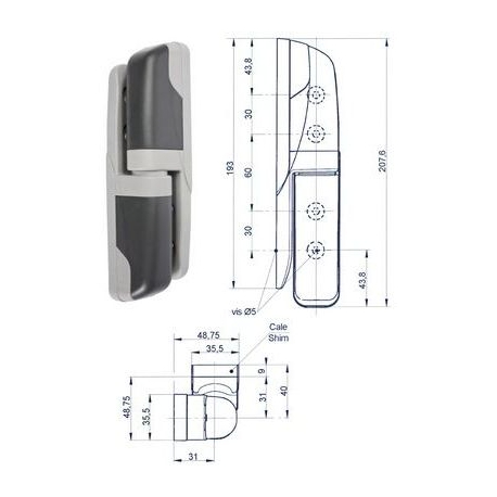 CHARNIERE COMPOSITE POUR PORTE - SEQ016