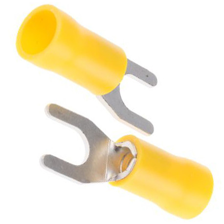 EMBOUT FOURCHE ISOLE PER M5 4.0-6.0MMÂ² JAUNE PAR 100P. - TIQ3201