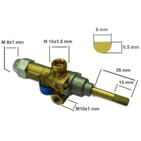 ROBINET GAZ PEL 21S RAC TC M8X1 TIGE 40MM AXE 8X6.5MM - TIQ10480