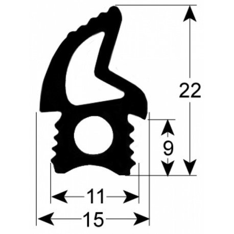 GASKET OF DOOR UNOX FOR OVEN PROFILE 22X11MM L:2500MM ORIGIN