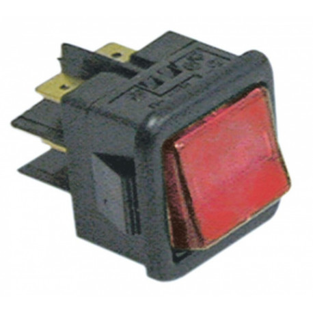 PUSH BUTTON 27.8X25MM RED LIGHT 250V 16A 2CO - tiq11731