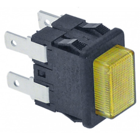 INTERRUPTOR 19X13MM LUZ 2 POLOS 250V 16A AMARILLO - TIQ11747