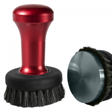 TAMPER WITH COFFEE WITH BRUSH INTEGRATED Ø57MM RED