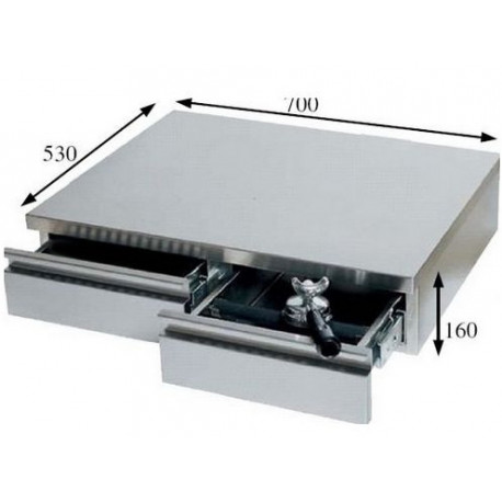 BAC A MARC 2 TIROIRS AVEC GLISSIERE 700X530X160MM INOX POUR - IQ7179