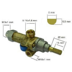 SHAFT PEL 22B GAS VALVE CAP WITH PIN AND SHAFT FOR PEL22 22 FSD TAP 8mm x 10mm 