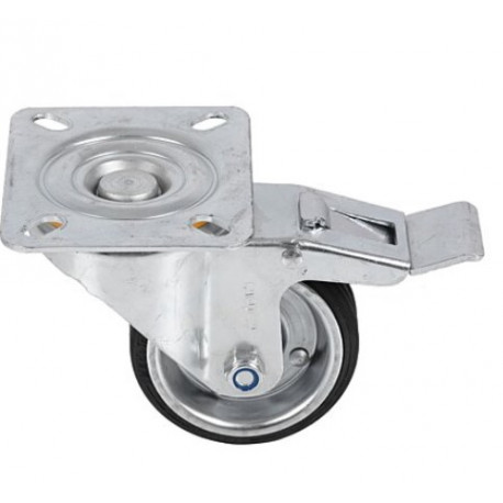 ROULETTE PIVOTANTE MONOBLOC AVEC FREIN Ø80MM NOIRE - TIQ12232