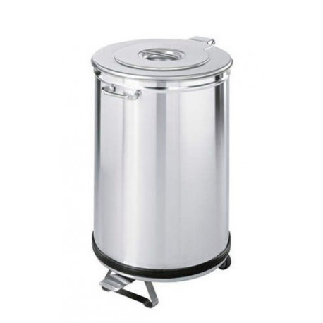 BIN INOX MIT PEDALE SUR ROLLEN 50L H:610MM Ø370MM - IQ9021