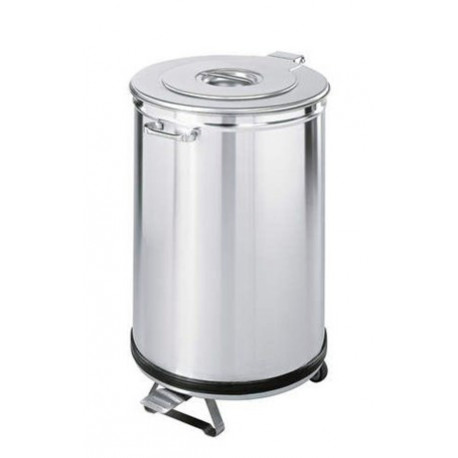 BIN STAINLESS WITH PEDALE SUR WHELLS 50L H:610MM Ø370MM - IQ9021