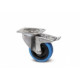 ROULETTE PIVOTANTE A FREIN Ø100MM BLEU 160KG ACIER INOX