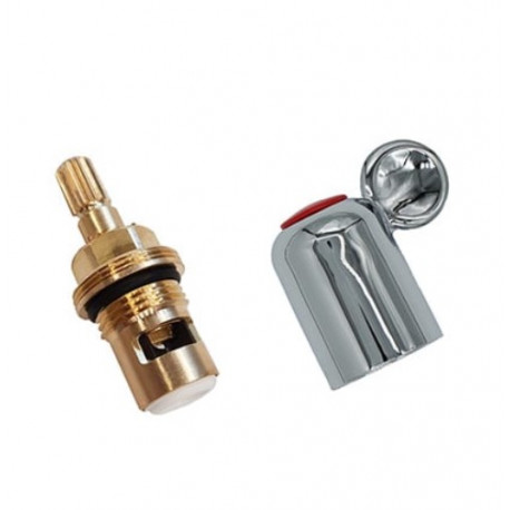 ENSEMBLE TETE DE ROBINET CERAM. 3/8 8X20 + MANETTE TOP SIGNE ROUGE - XYQ6087