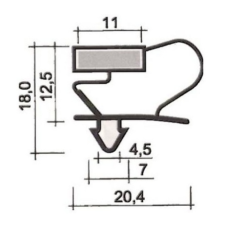 PERFIL PVC PARA CLIPSAR L 2.55MM GRIS CON BANDA MAGNETICA - TIQ62867