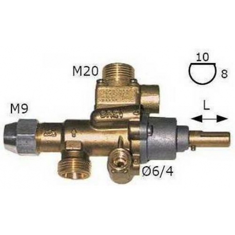 TAP GAS PEL 22V AXLE L25MM 8X10MM RAC - TIQ6463