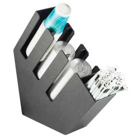 DISTRIBUTEUR COUVERCLES TASSES ET PAILLES 4 RANGES OBLIQUE NOIR - IQ6193