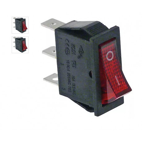 RED SWITCH WITH LIGHT 30X11MM 1 POLE 250V 16A - TIQ665582