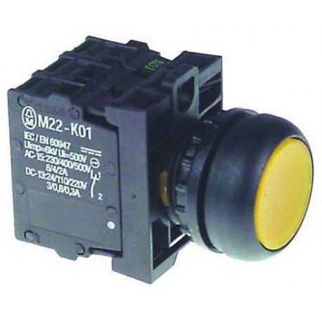 POUSSOIR LUMINEUX 1NC/1NO Ã­22.5MM JAUNE - TIQ77946